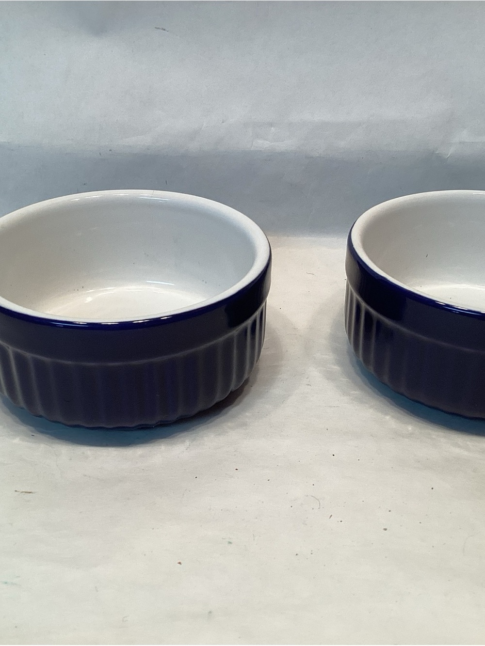 Set of 2 Roscho Cobalt Blue Ramikens Soufflé Bowls 4 0z Oven Microwave Freezer